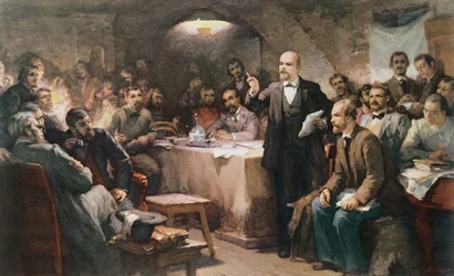 Das Eingreifen von Wladimir Lenin (1870-1924) auf dem 2. Kongress der R.S.D.R.P. im Jahr 1903